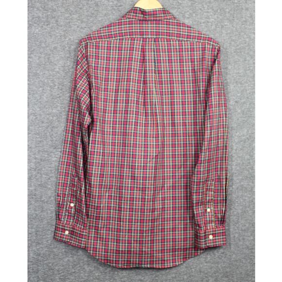 Ralph Lauren Mens M Button Down Shirt Long Sleeve Plaid Red Holiday Christmas - Picture 2 of 6